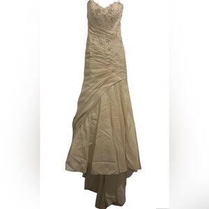 Strapless Mermaid Gold High Low Wedding Evening Gown NWT Size 8